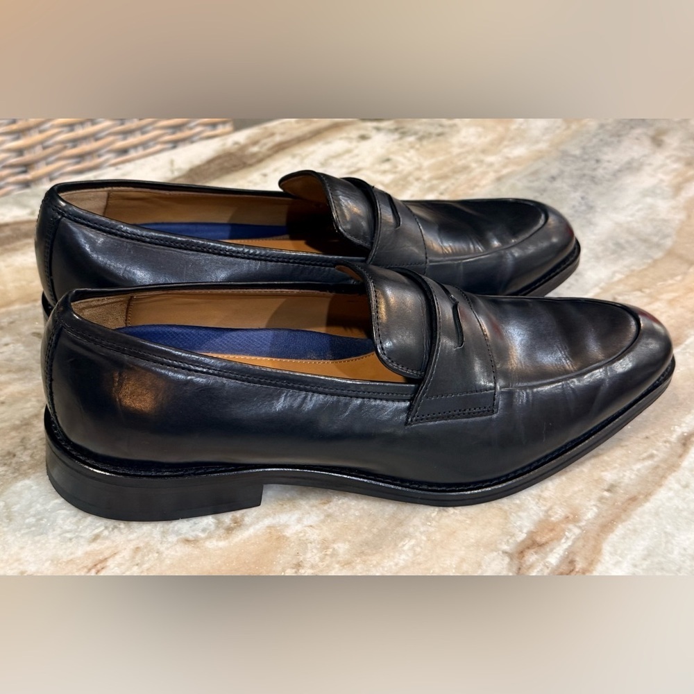 Men’s JOHNSTON & MURPHY Meade Penny black leather loafers- Size 10 - Picture 6 of 9